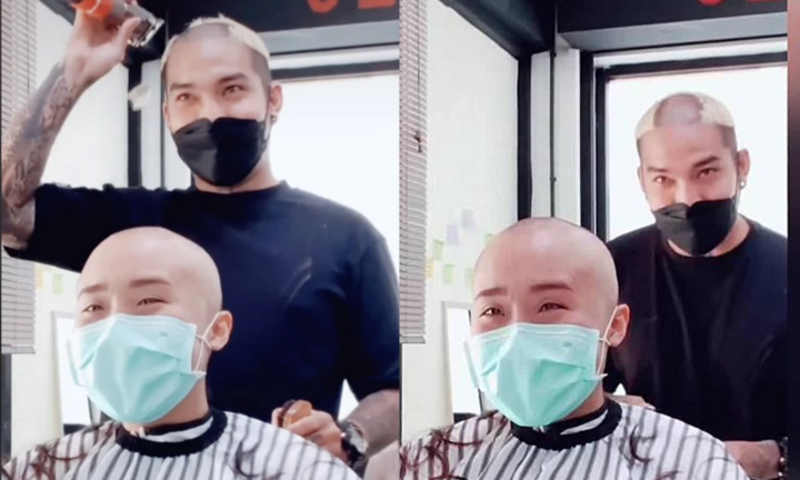 Đang làm cho khách, thợ tóc bỗng cầm tông đơ tự cạo đầu khiến cô gái bật khóc