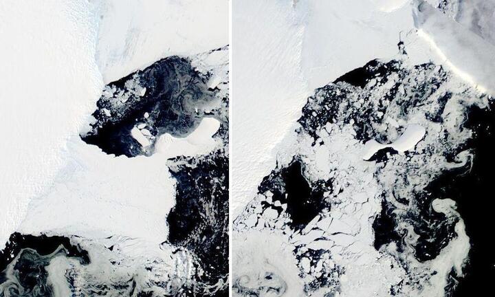 Thềm băng 1.200 km2 ở Nam Cực bất ngờ đổ sụp