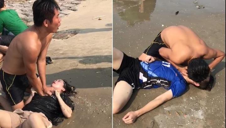 Video: Khoảnh khắc trung úy cảnh sát cứu nhóm thanh niên đuối nước