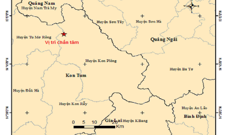 Kon Tum xảy ra 10 trận động đất liên tiếp trong 3 ngày 