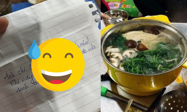 Đang ăn lẩu, nhóm bạn bỗng nhận được mẩu giấy cảnh báo đầy bất ngờ từ bàn bên