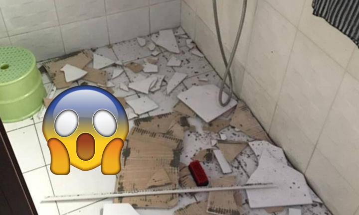 Đang tắm bỗng bị ‘tấn công’ bởi vật trên trời rơi xuống, nhìn hiện trường mà sợ