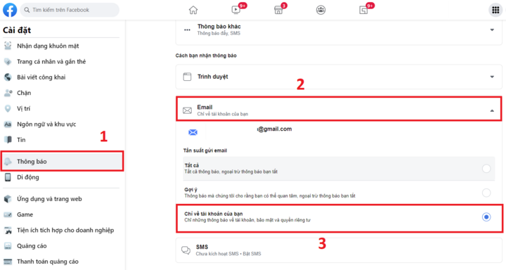 Cách tắt thông báo Facebook trên Gmail