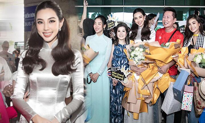 Thuỳ Tiên diện áo dài nền nã đón chủ tịch Miss Grand đến Việt Nam