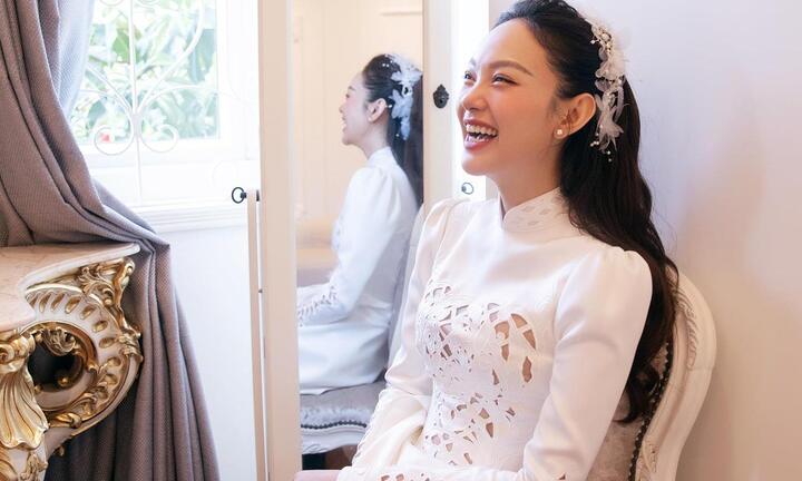 Ảnh: Minh Hằng xinh đẹp, cười như tỏa nắng trong ngày rước dâu