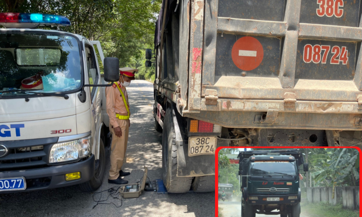 CSGT xử phạt xe tải vi phạm nhờ hình ảnh của Báo VTC News cung cấp