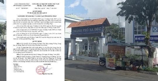 Kỷ luật Hiệu trưởng Trường THPT TP Sa Đéc