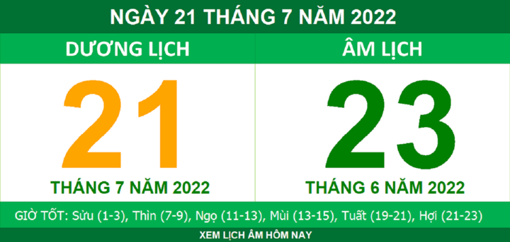  Lịch âm hôm nay thứ Năm ngày 21/7