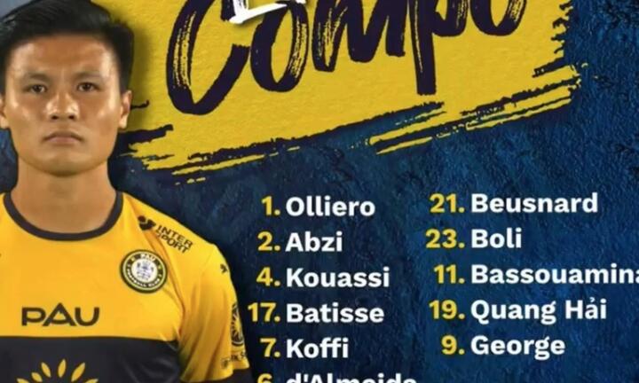 Quang Hải đá chính lần đầu tiên trên đất Pháp 