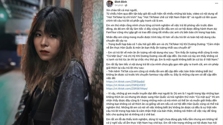 Bị chỉ trích 'chê cá Việt Nam để khen cá Hàn Quốc', Tiktoker xin lỗi
