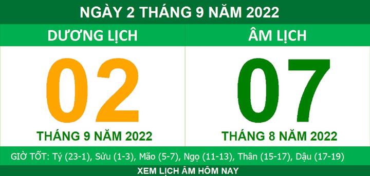 Xem lịch âm hôm nay thứ Sáu ngày 2/9