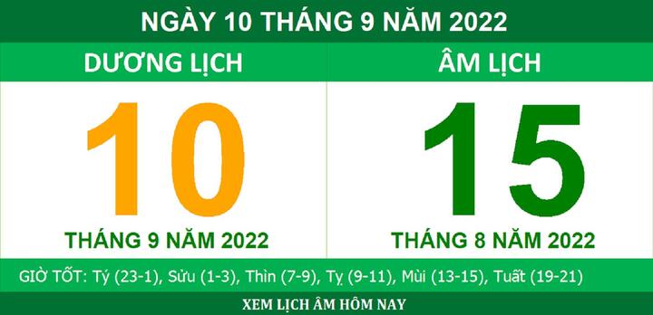 Xem lịch âm hôm nay thứ Bảy ngày 10/9