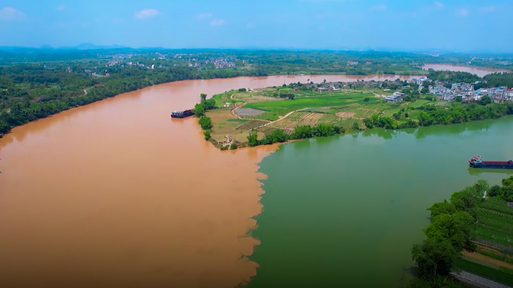 Video: Nơi hai con sông gặp nhau nhưng hai màu nước không hòa lẫn ở Trung Quốc