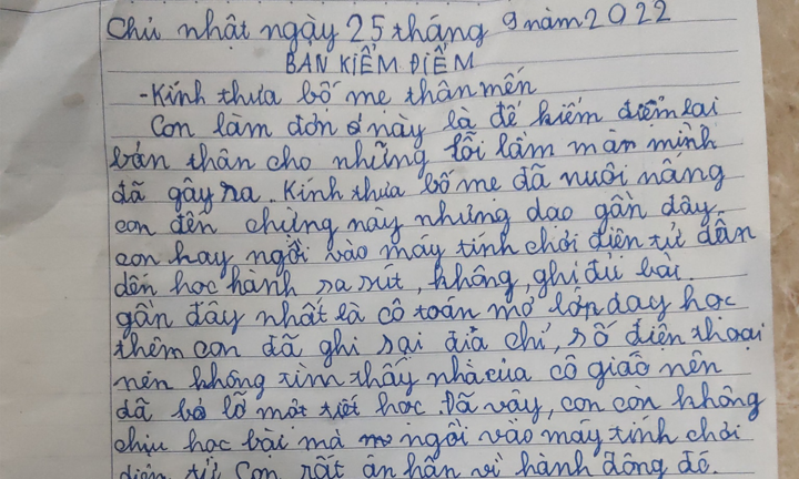 Cậu bé viết kiểm điểm tự đặt hình phạt, bố mẹ đọc xong hết hồn không dám bắt lỗi