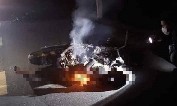 Phát hiện thi thể nam thanh niên bên cạnh chiếc xe máy cháy trên QL 15A