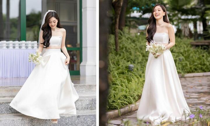 Phương Nga là cô dâu đầu tiên của showbiz Việt diện áo cưới crop-top