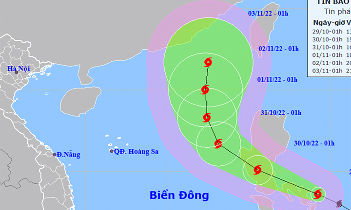 Bão Nalgae giật cấp 12 đang tiến vào Biển Đông