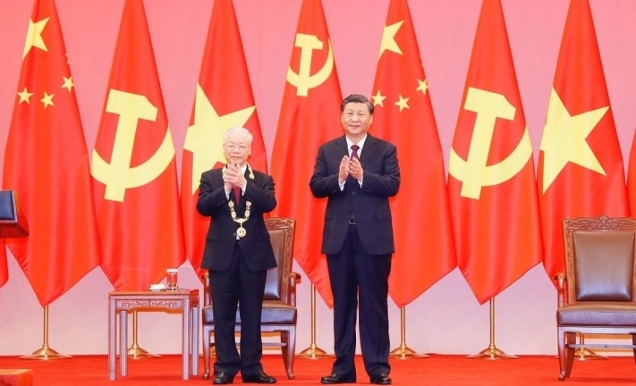 Toàn cảnh lễ đón chính thức, hội đàm giữa Tổng Bí thư Việt Nam - Trung Quốc