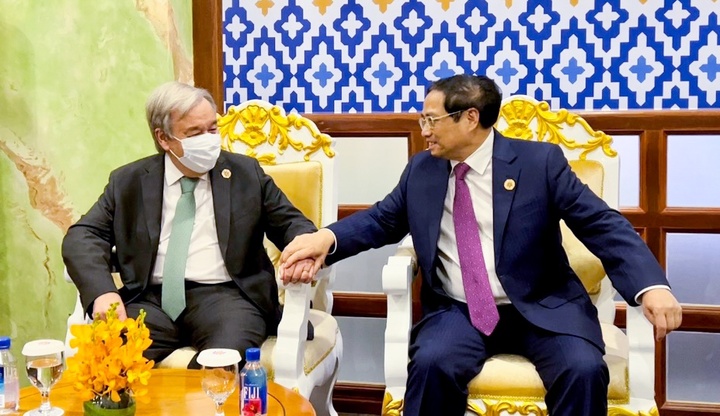Thủ tướng Phạm Minh Chính gặp Tổng thư ký Liên Hợp Quốc Antonio Guterres