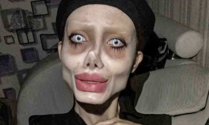 Cô gái ở tù vì tạo hình ‘thây ma' giống Angelina Jolie gây sốc khi lộ mặt mộc