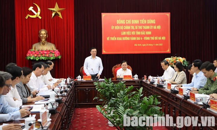 Bí thư Thành ủy Hà Nội làm việc với lãnh đạo tỉnh Bắc Ninh về dự án Vành đai 4