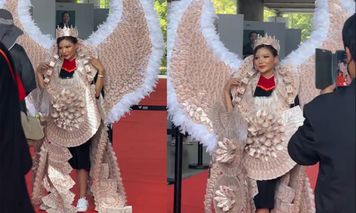 Nữ sinh khoác cánh thiên thần làm từ tiền giấy trị giá 1,3 tỷ dự lễ tốt nghiệp