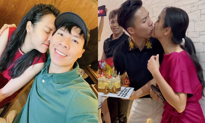 Vợ chồng Ngọc Mai - Quốc Nghiệp rạng rỡ hôn nhau khi hội ngộ