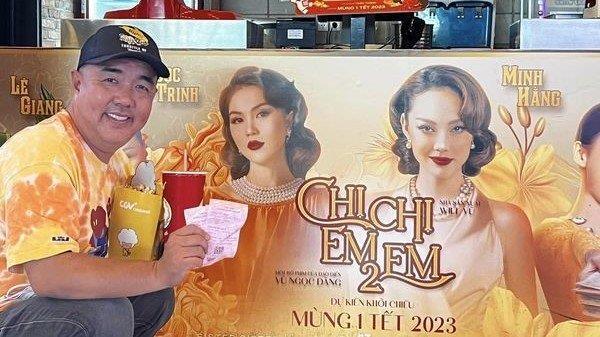 Bị Ngọc Trinh 'nhắc nhở', Quốc Thuận liền ra rạp xem phim 'Chị chị em em 2'