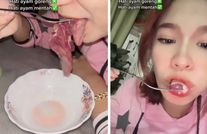 Hãi hùng cô gái có sở thích ăn gan gà sống