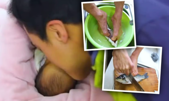 Người đàn ông dùng chân nấu ăn, chăm vợ đẻ gây 'bão' mạng 