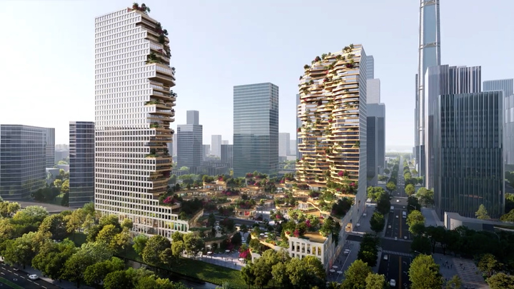 Mô phỏng tòa nhà chọc trời cao 150m trông như sụp đổ