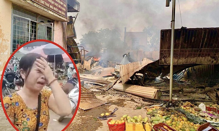Chợ Ea Súp tan hoang sau vụ cháy, tiểu thương khóc nức nở nhìn tài sản thiêu rụi