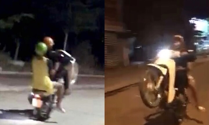 'Quái xế' không bằng lái đánh võng, bốc đầu xe náo loạn khu phố ở Gia Lai