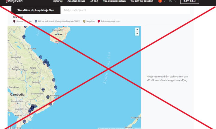 Hãng vận chuyển Ninja Van gỡ bản đồ sai chủ quyền biển đảo Việt Nam