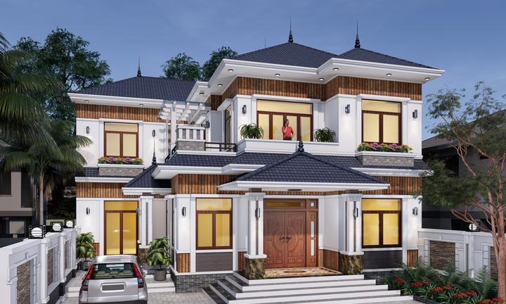 Ngắm nhìn một số mẫu biệt thự 2 tầng có gara đẹp nhất năm 2023