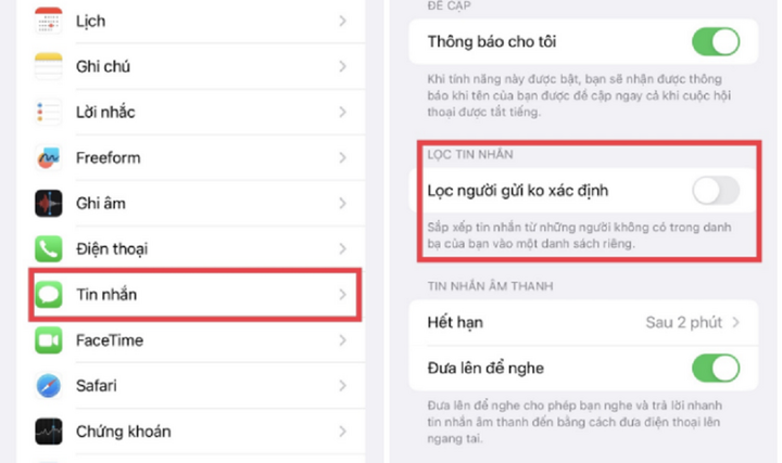 Cách lọc tin nhắn rác trên iPhone