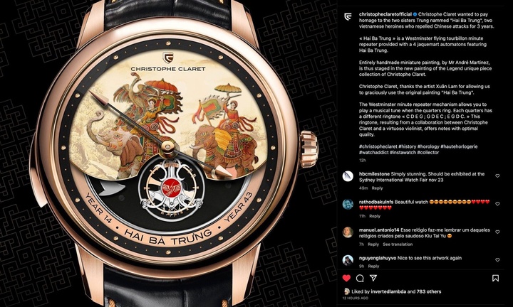 Thừa nhận tranh Hai Bà Trưng trên đồng hồ Thụy Sĩ là của Xuân Lam