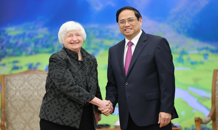 Thủ tướng Phạm Minh Chính tiếp Bộ trưởng Tài chính Mỹ
