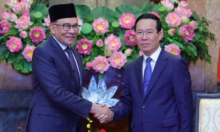 Chủ tịch nước Võ Văn Thưởng tiếp Thủ tướng Malaysia Anwar Ibrahim