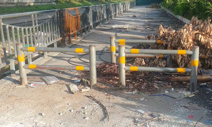 Rác thải bủa vây đường đi bộ ven sông Tô Lịch