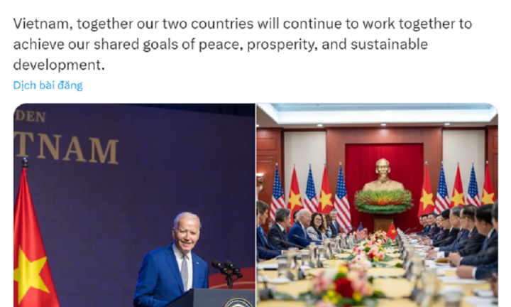 Tổng thống Joe Biden đăng thông điệp ý nghĩa sau chuyến thăm Việt Nam