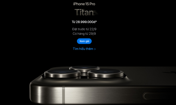 iPhone 15 series bán chính hãng Việt Nam từ 29/9, giá cao nhất 47 triệu đồng