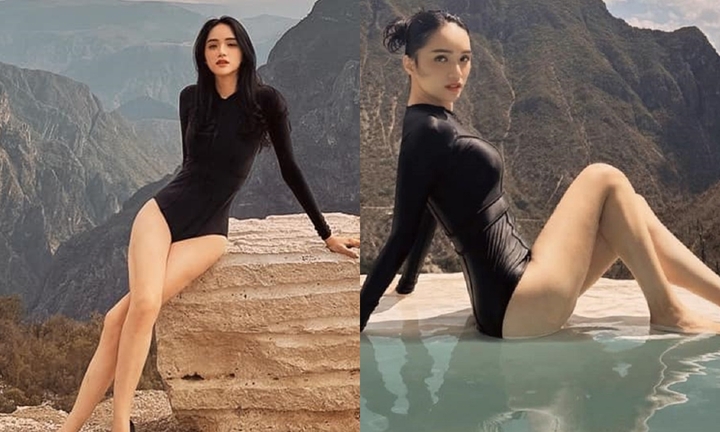 Hương Giang diện áo tắm khoe chân dài, eo thon giữa vùng núi Mexico