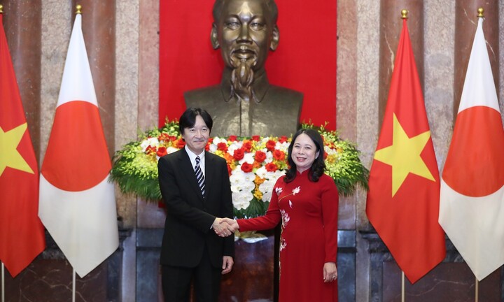 Phó Chủ tịch nước Võ Thị Ánh Xuân hội kiến Hoàng Thái tử và Công nương Nhật Bản
