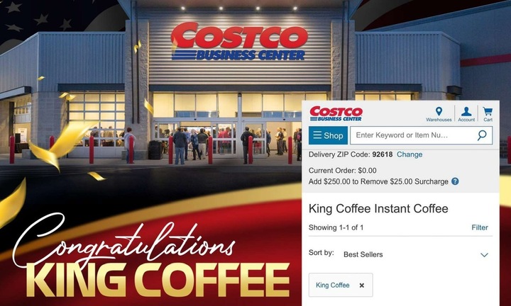 King Coffee 3in1 là cà phê Việt bán chạy nhất tại chuỗi bán sỉ Costco, Mỹ
