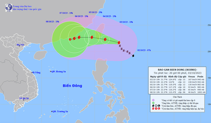 Bão Koinu sắp đổ bộ Biển Đông, cường độ rất mạnh