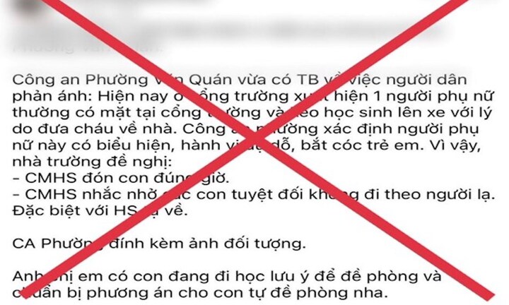 Công an bác tin bắt cóc trẻ em ở quận Hà Đông, Hà Nội 
