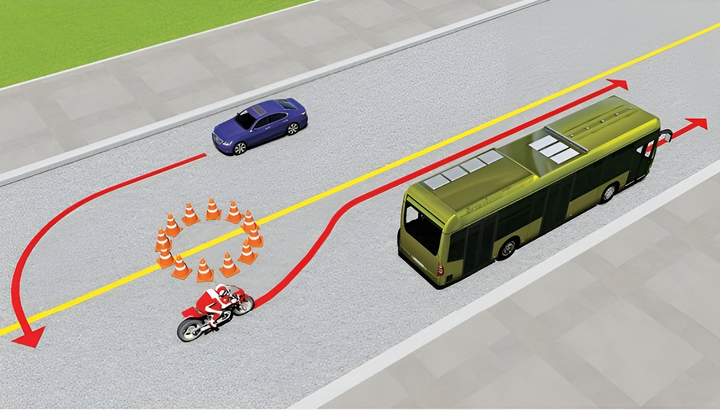 Theo hướng mũi tên, xe nào đi sai?