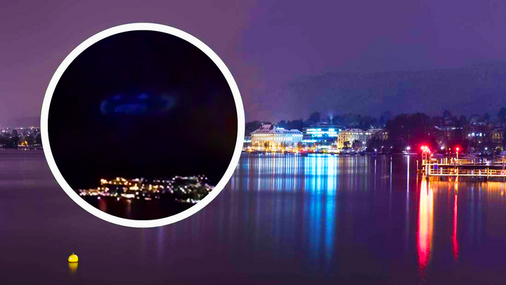 UFO hình đĩa khổng lồ lơ lửng trên hồ nổi tiếng Thụy Sĩ