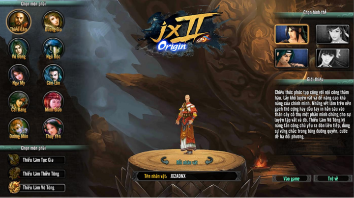 Hai môn phái huyền thoại của game kiếm hiệp trong JX2 Origin - ADNX Mobile